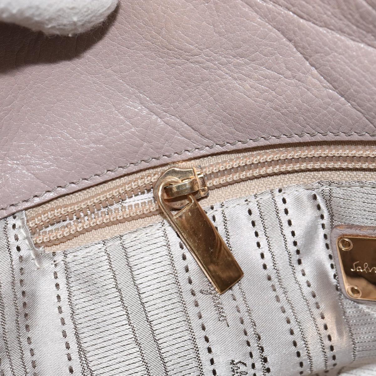 Salvatore Ferragamo Hand Bag Leather Pink Gold Auth 152388
