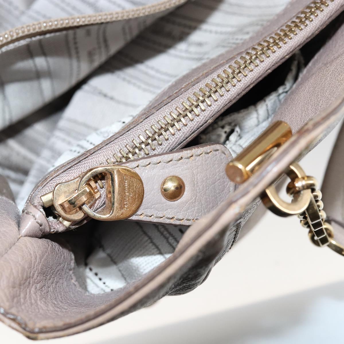 Salvatore Ferragamo Hand Bag Leather Pink Gold Auth 152388