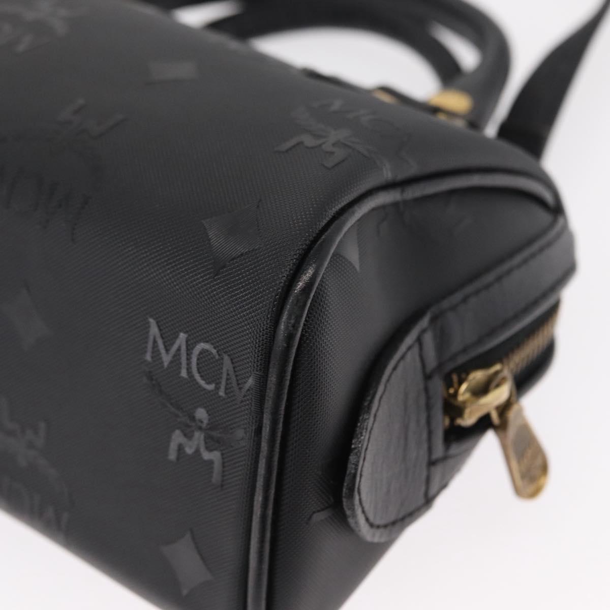 MCM Vicetos Logogram Hand Bag PVC 2way Black Gold Auth 152389