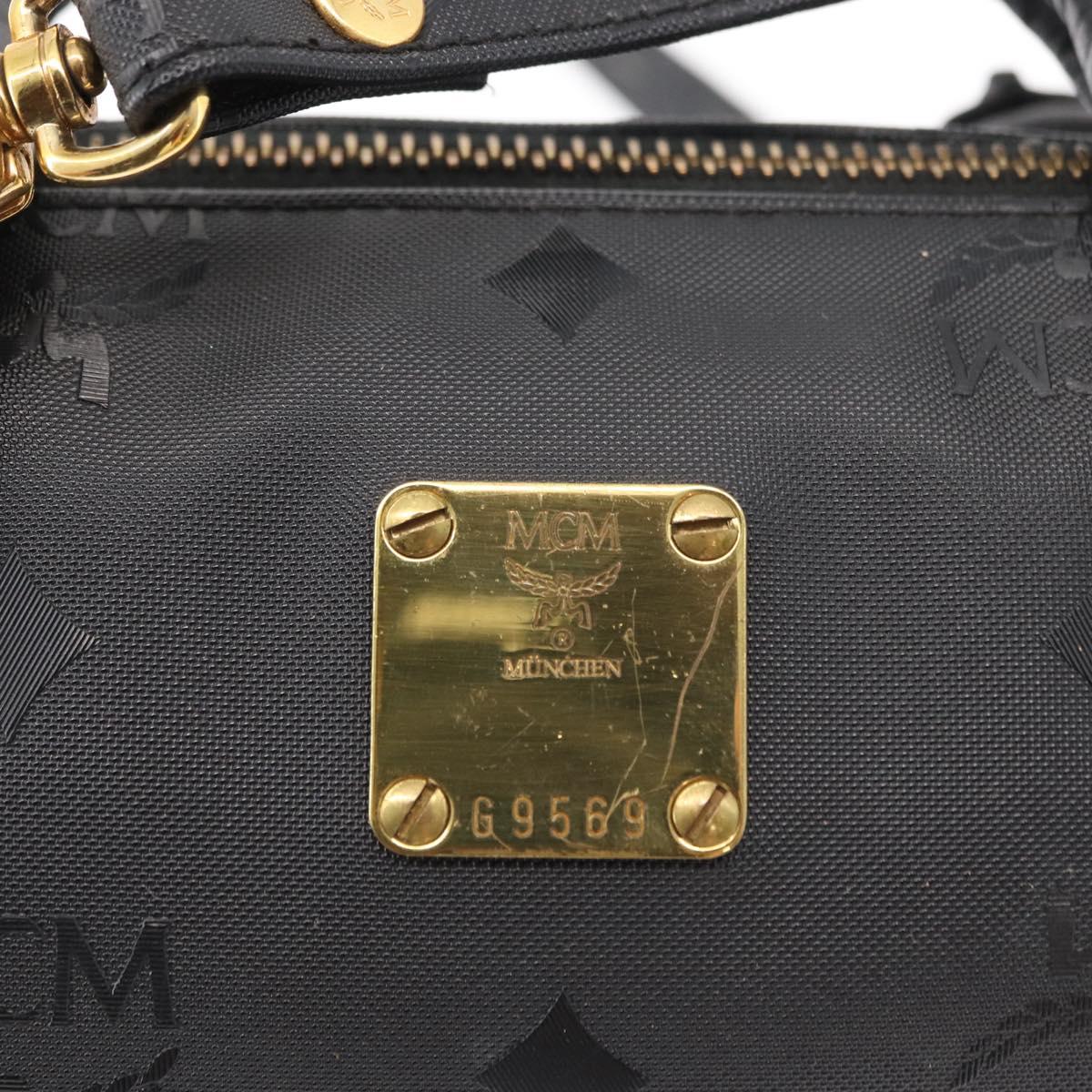 MCM Vicetos Logogram Hand Bag PVC 2way Black Gold Auth 152389