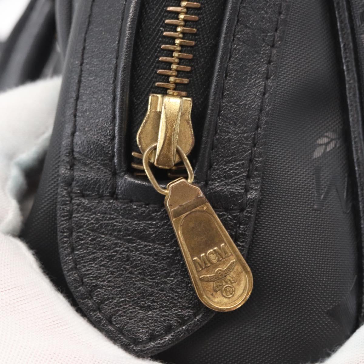 MCM Vicetos Logogram Hand Bag PVC 2way Black Gold Auth 152389