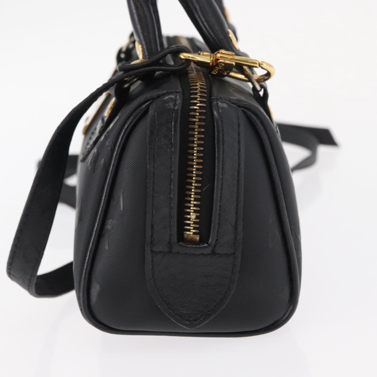 MCM Vicetos Logogram Hand Bag PVC 2way Black Gold Auth 152389