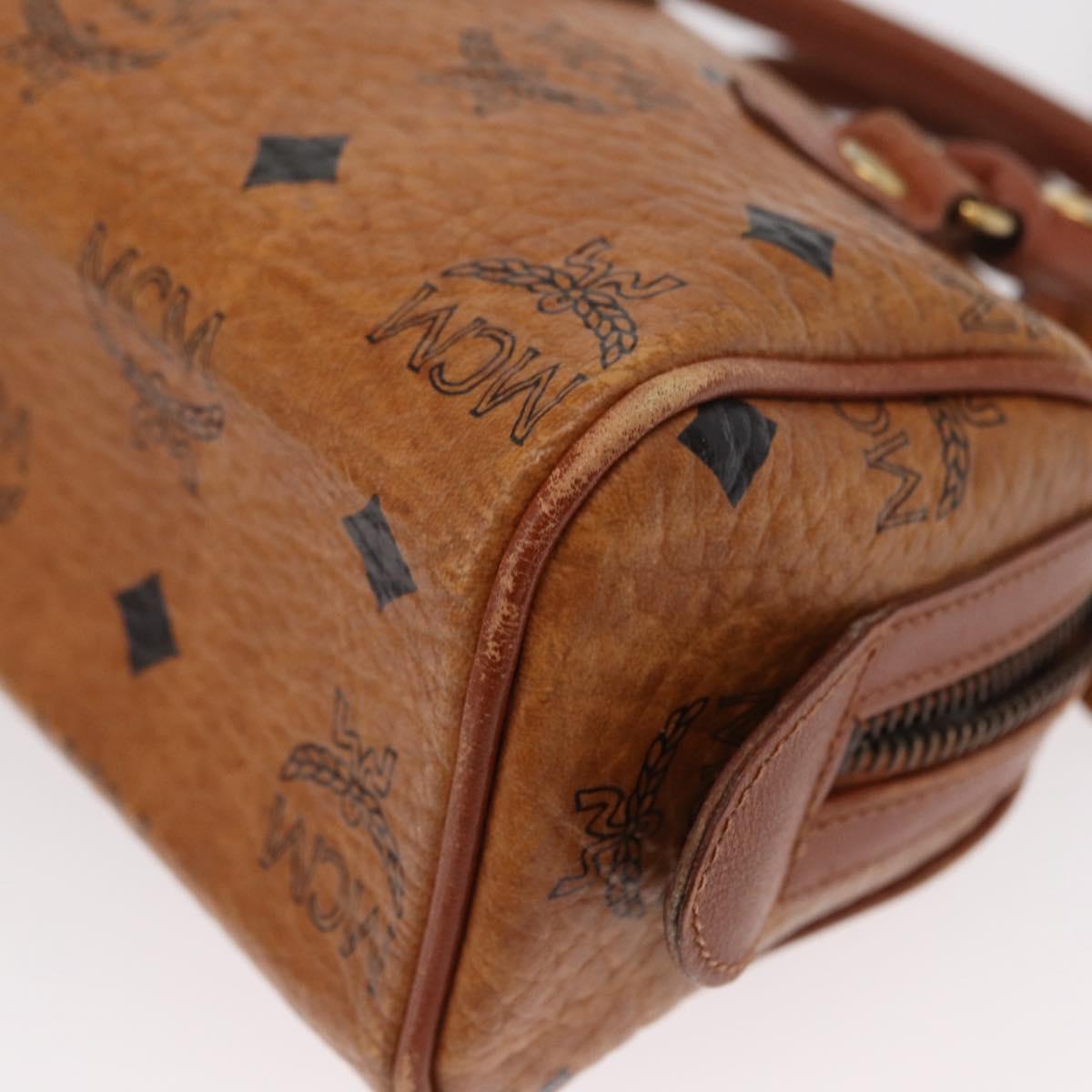 MCM Vicetos Logogram Hand Bag PVC 2way Brown Gold Auth 152390