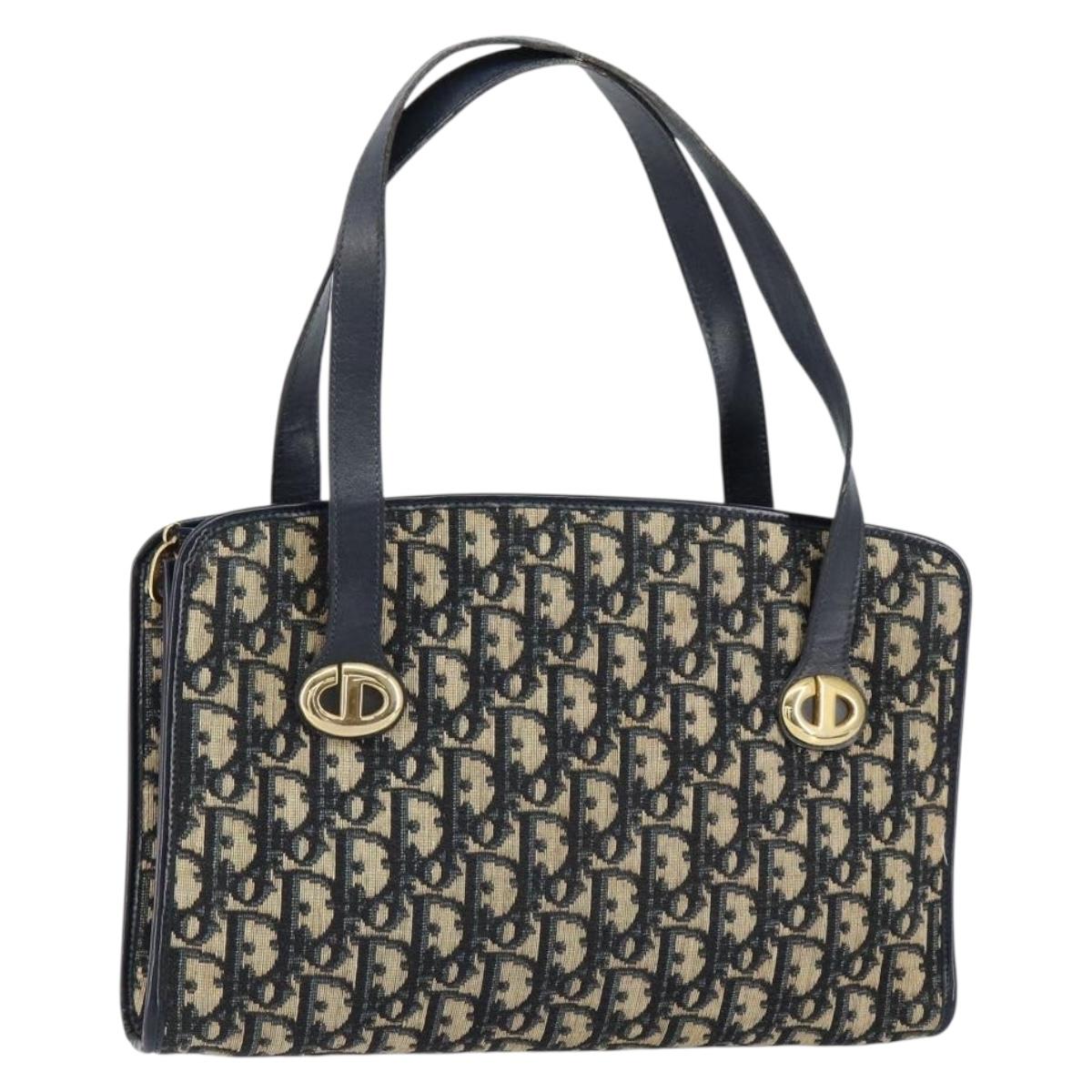 Christian Dior Trotter Canvas Hand Bag Navy Auth 152392