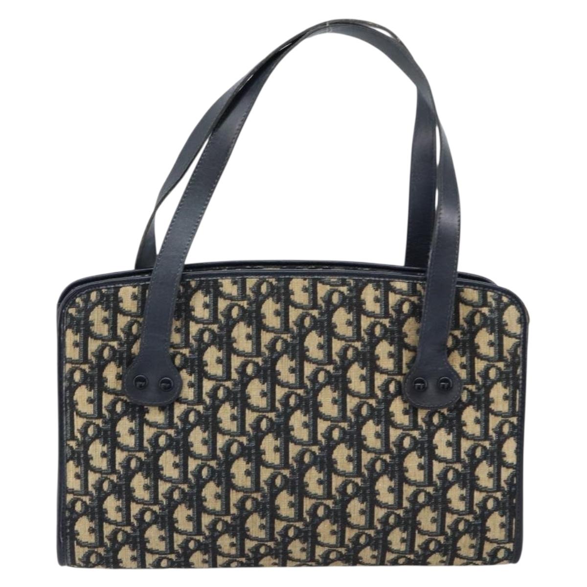 Christian Dior Trotter Canvas Hand Bag Navy Auth 152392