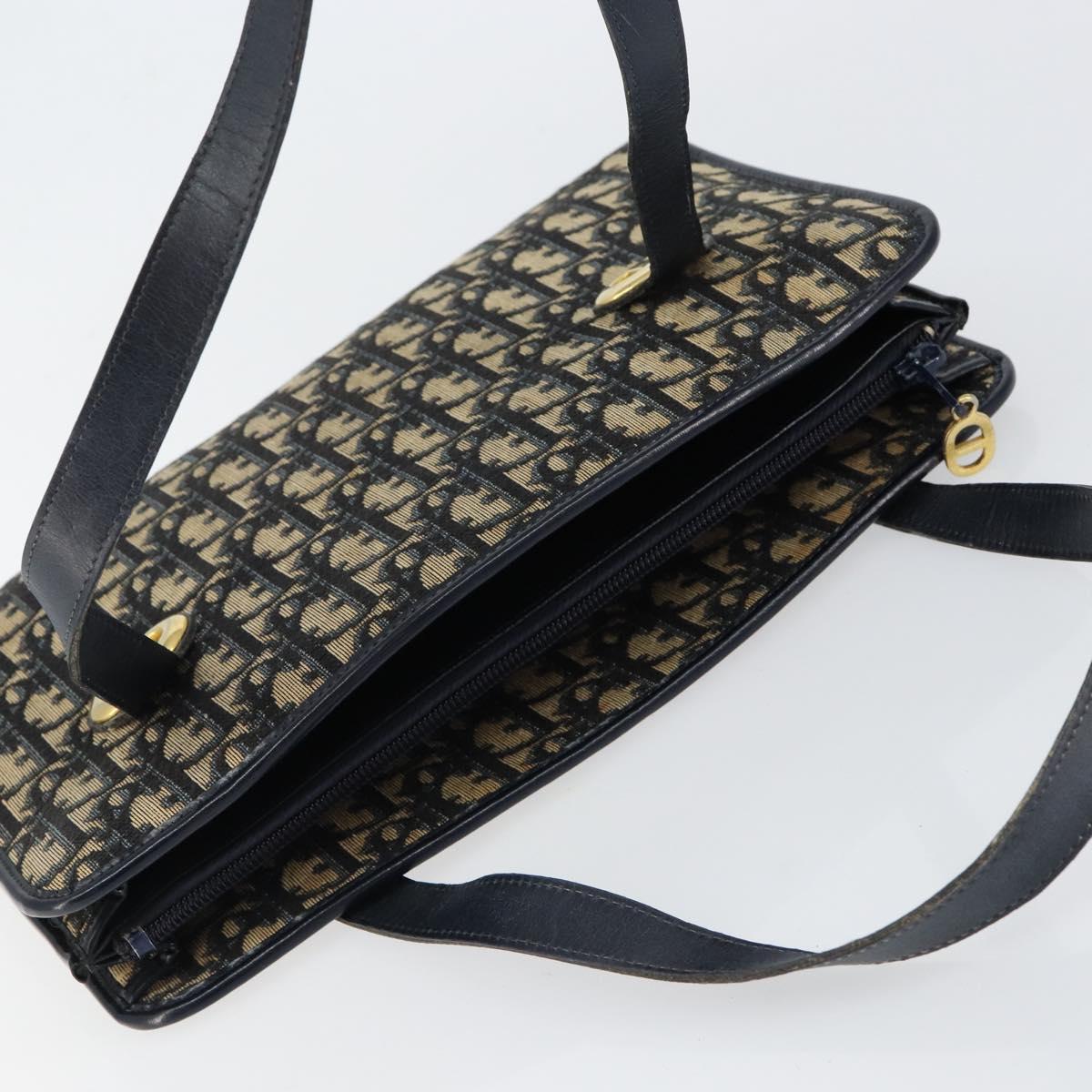 Christian Dior Trotter Canvas Hand Bag Navy Auth 152392