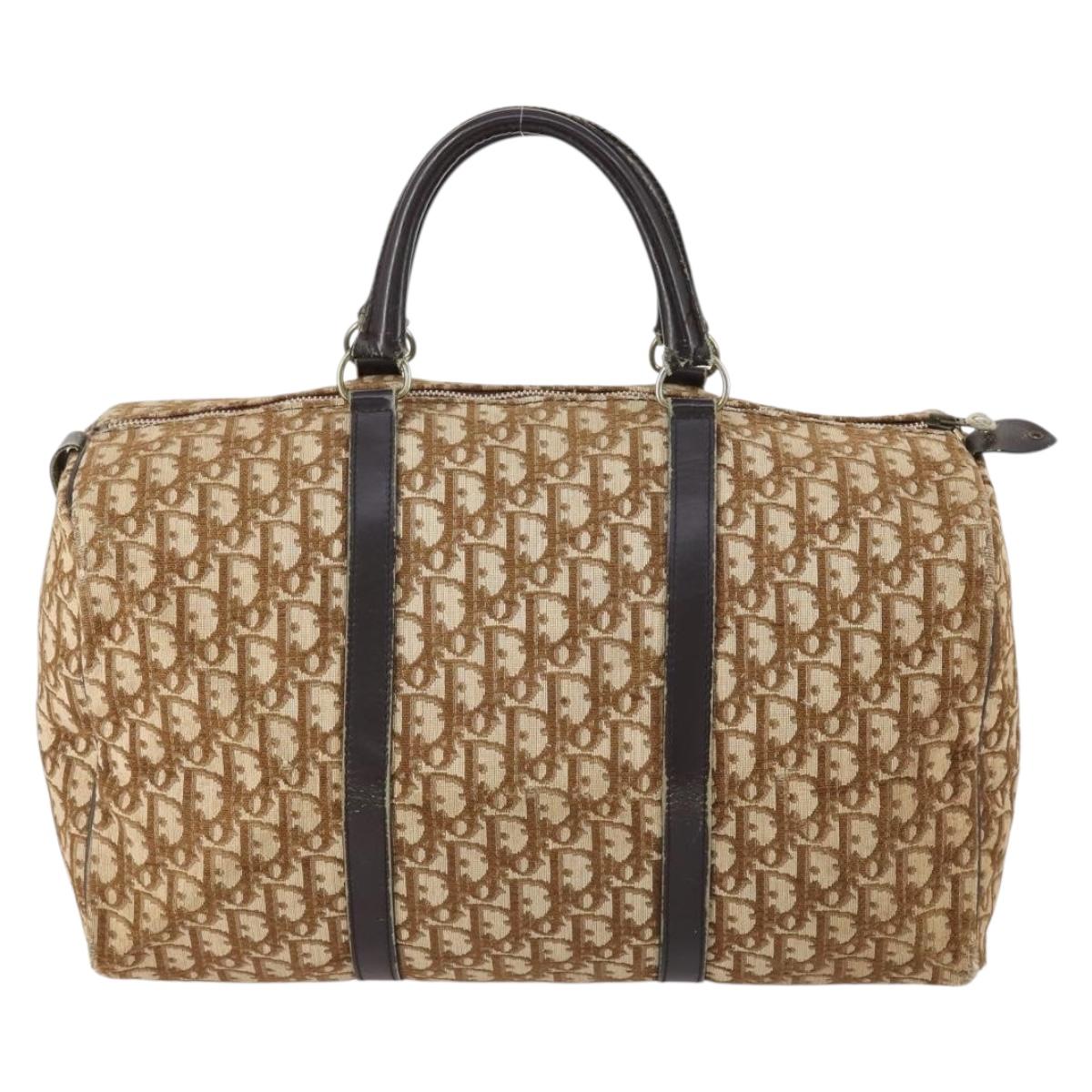 Christian Dior Trotter Canvas Boston Bag Brown Auth 152393