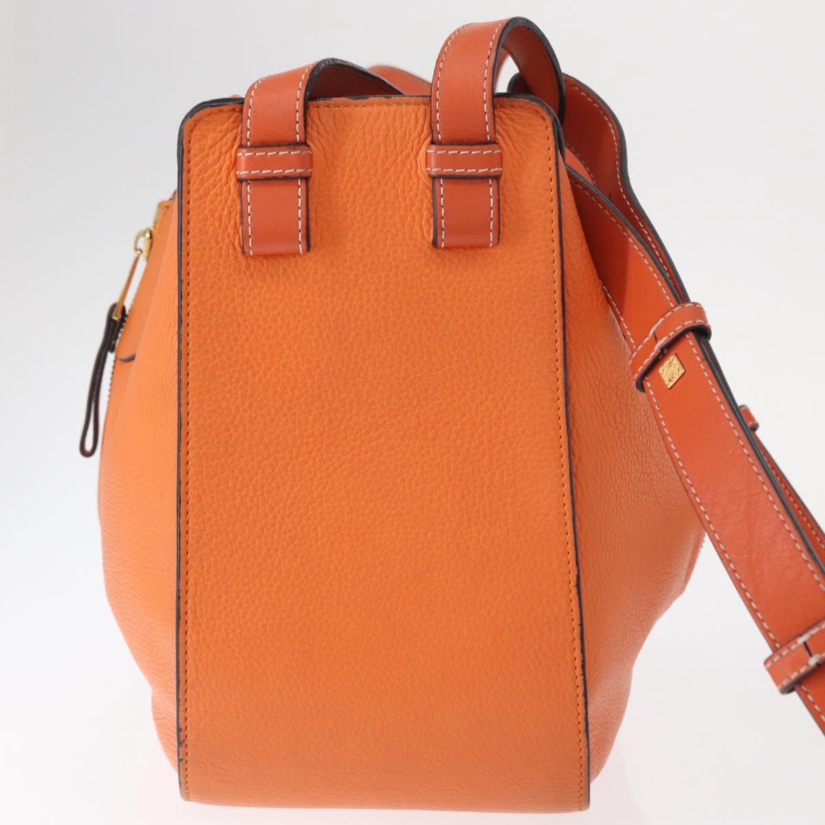 LOEWE Anagram Hammock Small Shoulder Bag Leather Orange Gold Auth 152394