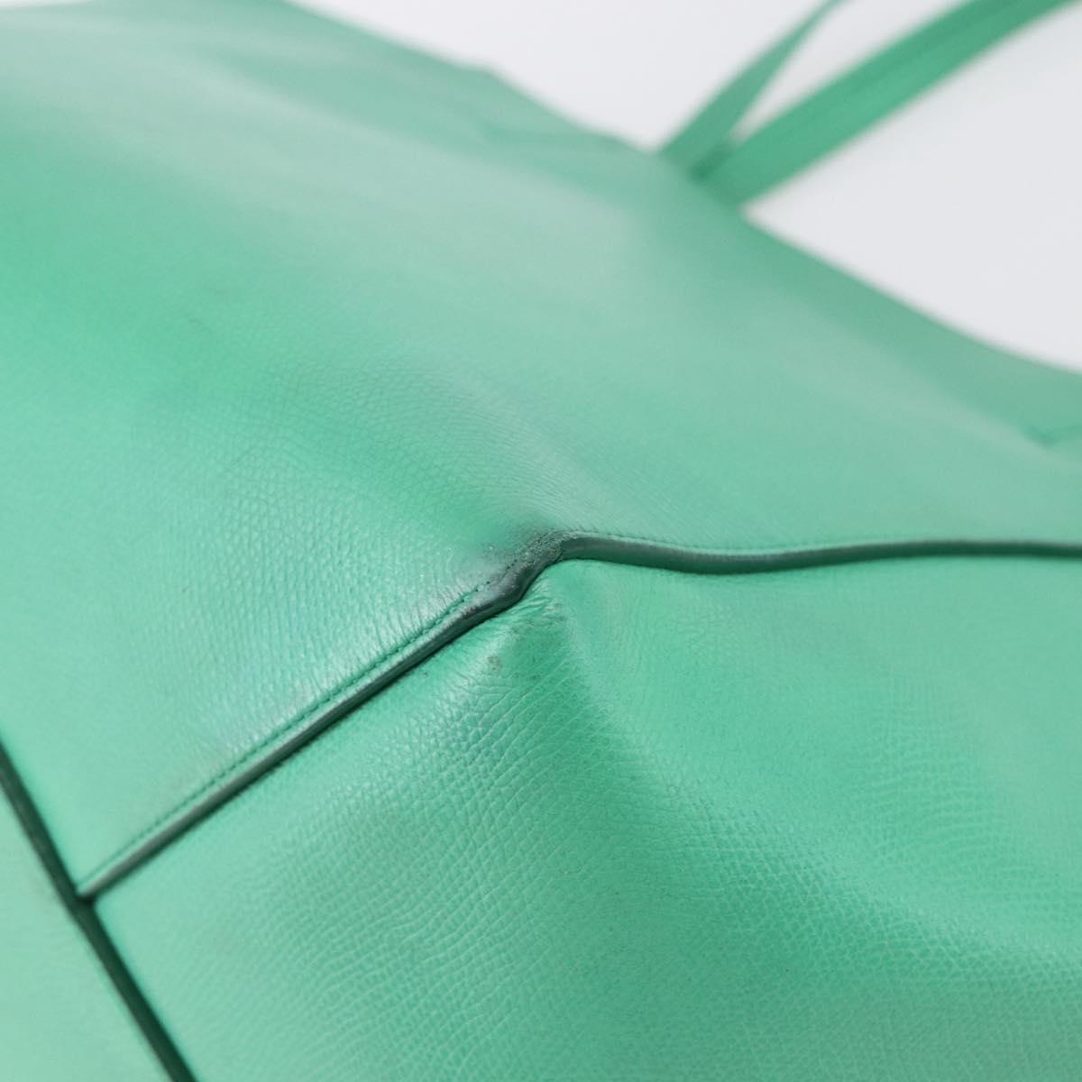 CELINE Cabas Phantom Tote Bag Leather Green Silver Auth 152395