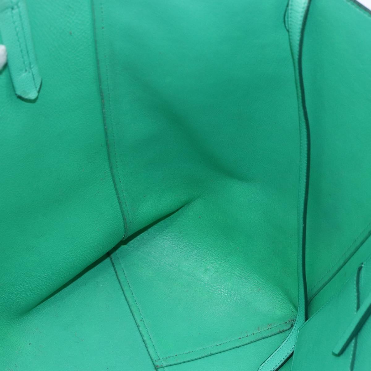 CELINE Cabas Phantom Tote Bag Leather Green Silver Auth 152395