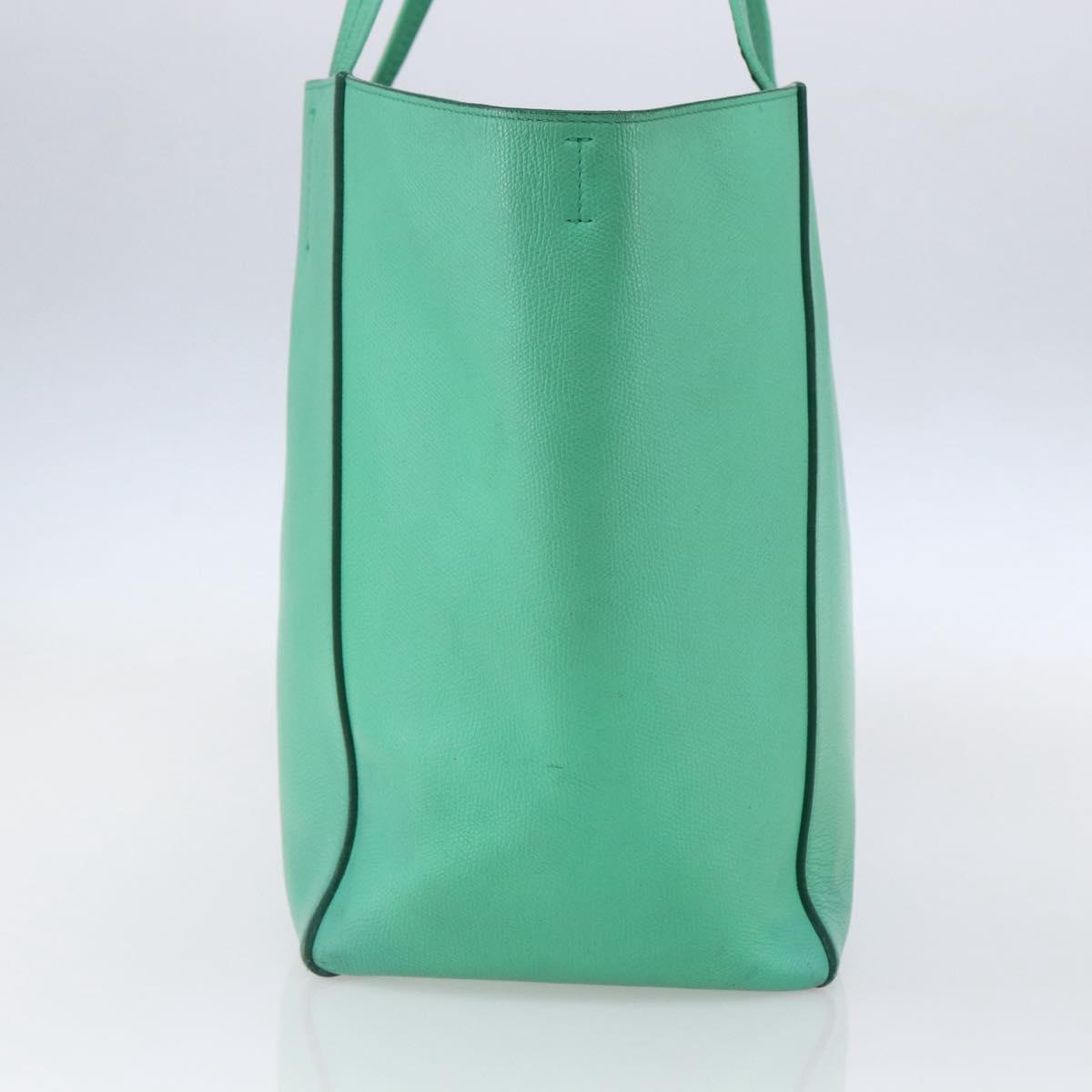CELINE Cabas Phantom Tote Bag Leather Green Silver Auth 152395
