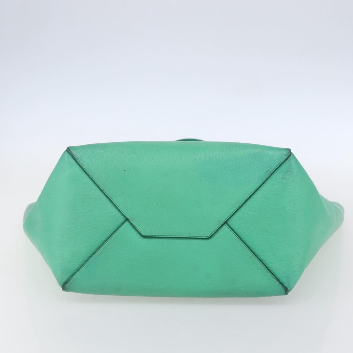 CELINE Cabas Phantom Tote Bag Leather Green Silver Auth 152395