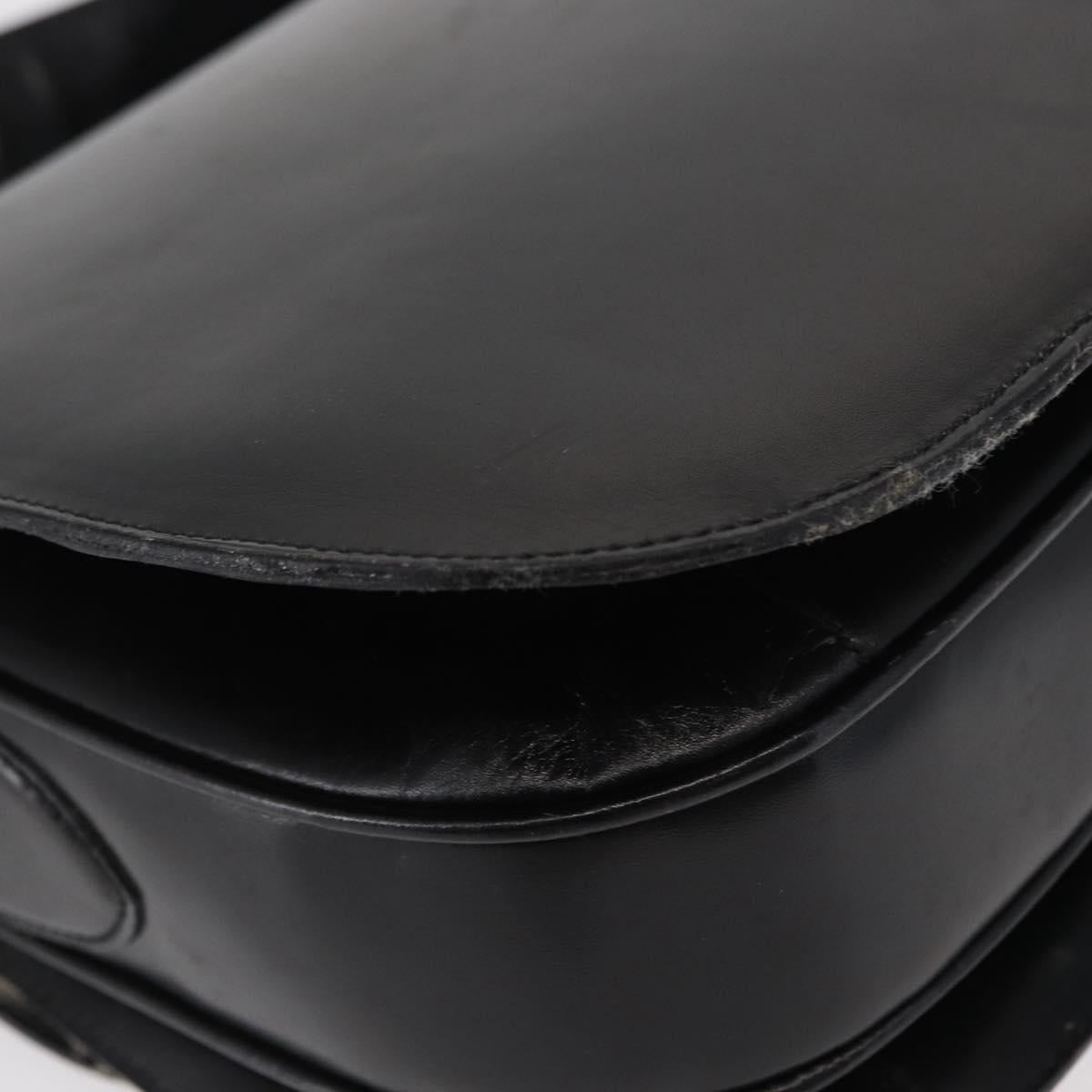 CELINE Shoulder Bag Leather Black Gold Auth 152396