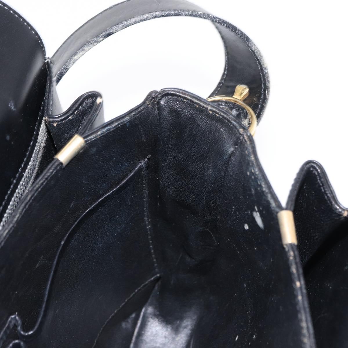 CELINE Shoulder Bag Leather Black Gold Auth 152396