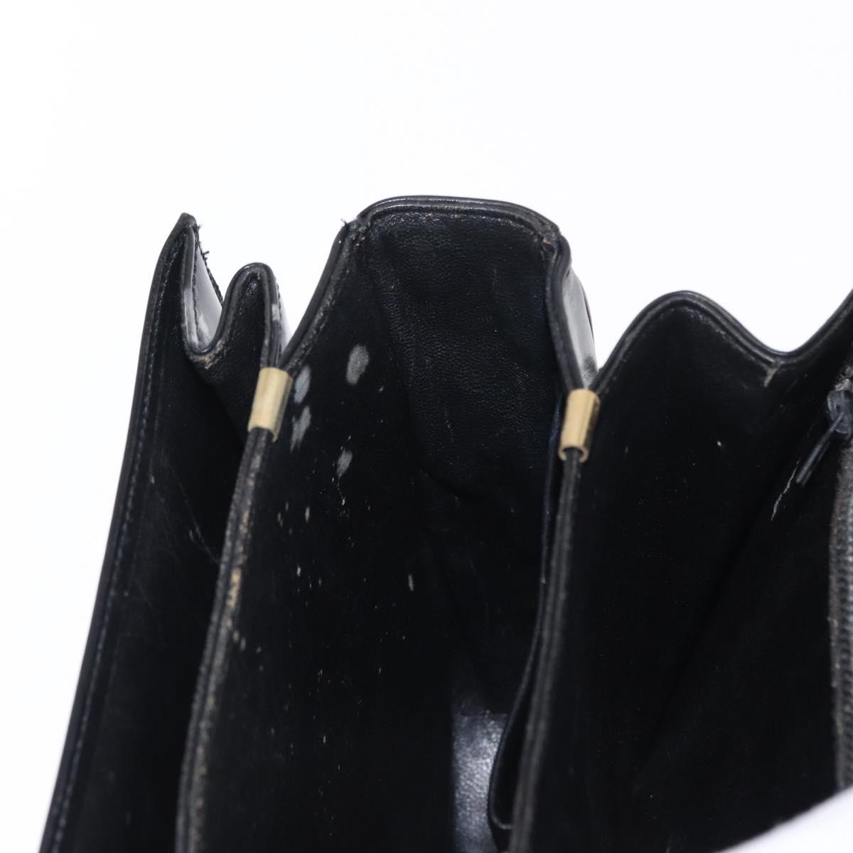 CELINE Shoulder Bag Leather Black Gold Auth 152396