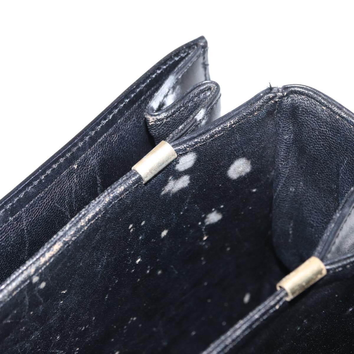 CELINE Shoulder Bag Leather Black Gold Auth 152396