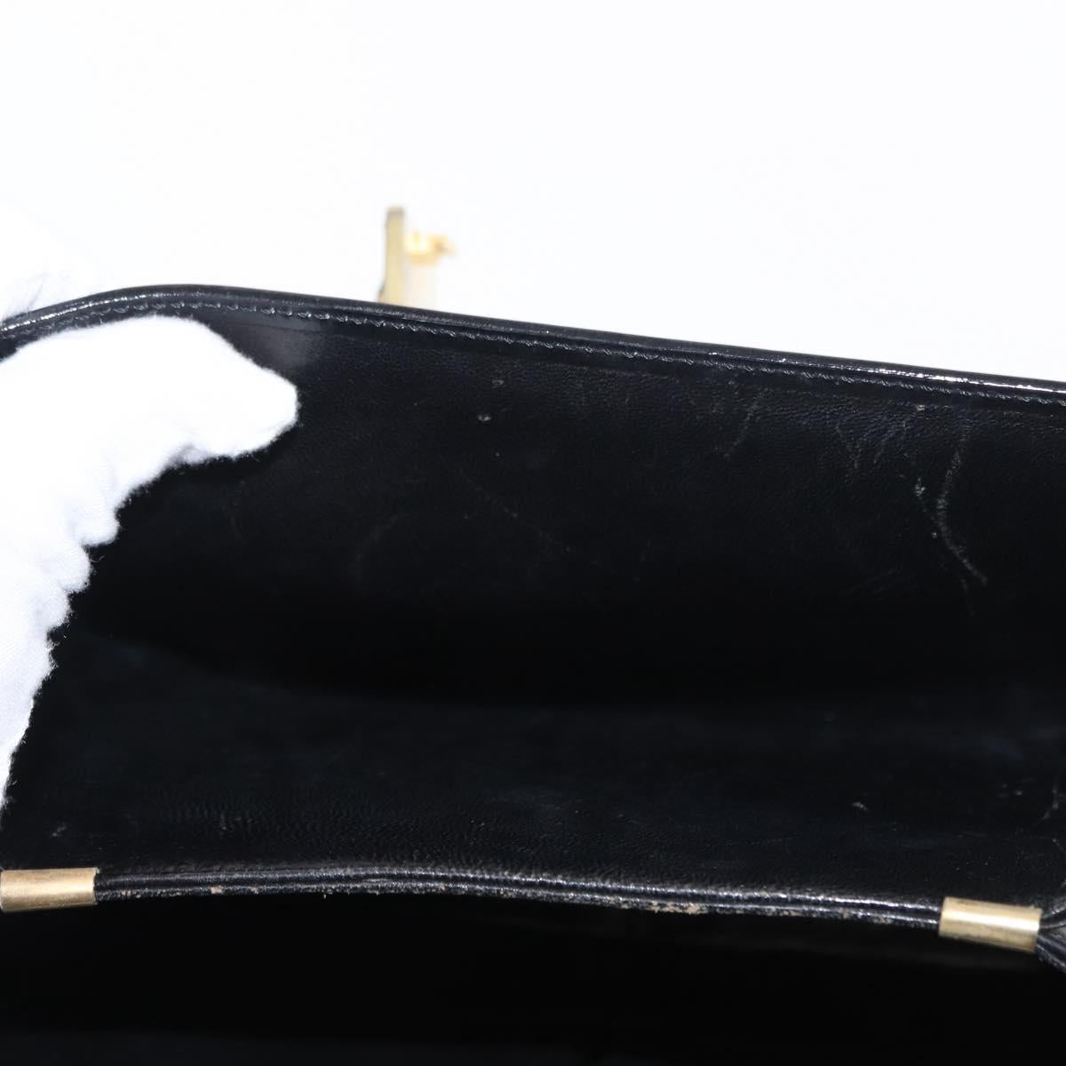 CELINE Shoulder Bag Leather Black Gold Auth 152396