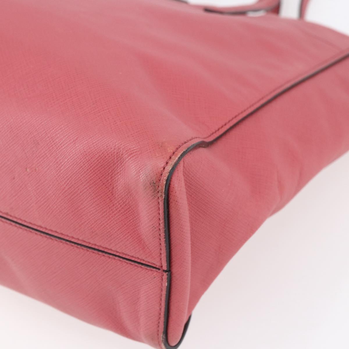 PRADA Tote Bag Leather 2way Pink Silver Auth 152397