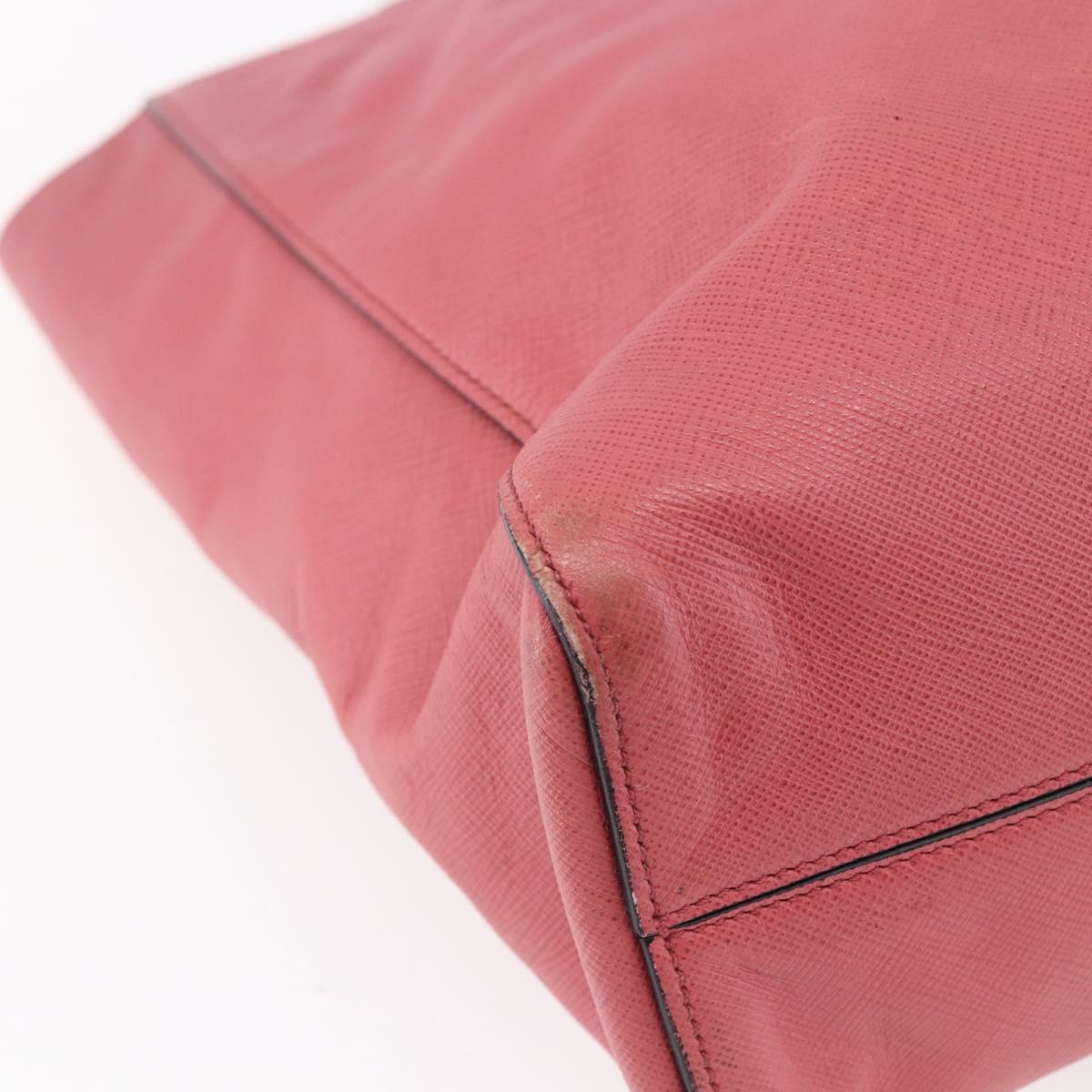 PRADA Tote Bag Leather 2way Pink Silver Auth 152397