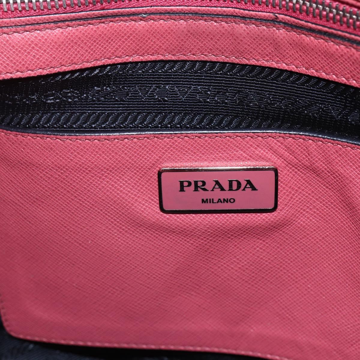 PRADA Tote Bag Leather 2way Pink Silver Auth 152397