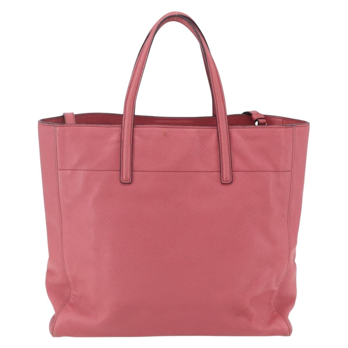 PRADA Tote Bag Leather 2way Pink Silver Auth 152397