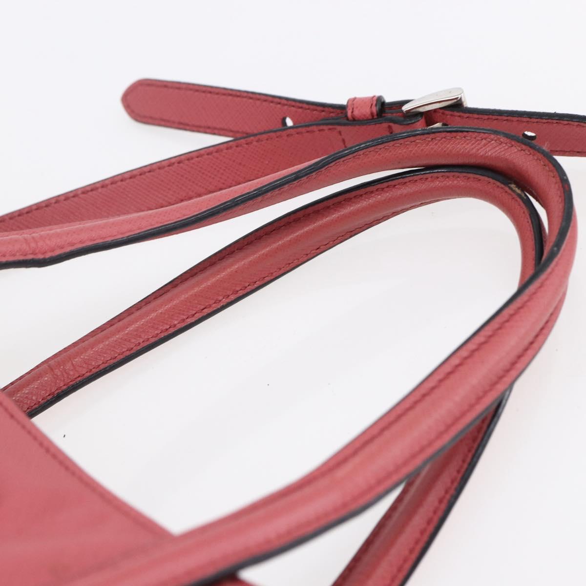 PRADA Tote Bag Leather 2way Pink Silver Auth 152397