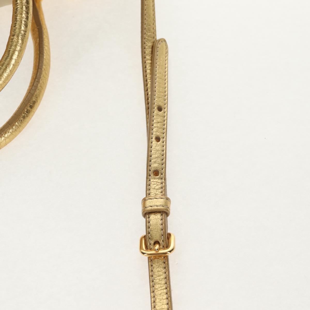 PRADA Hand Bag Nylon Leather Gold Auth 152398A