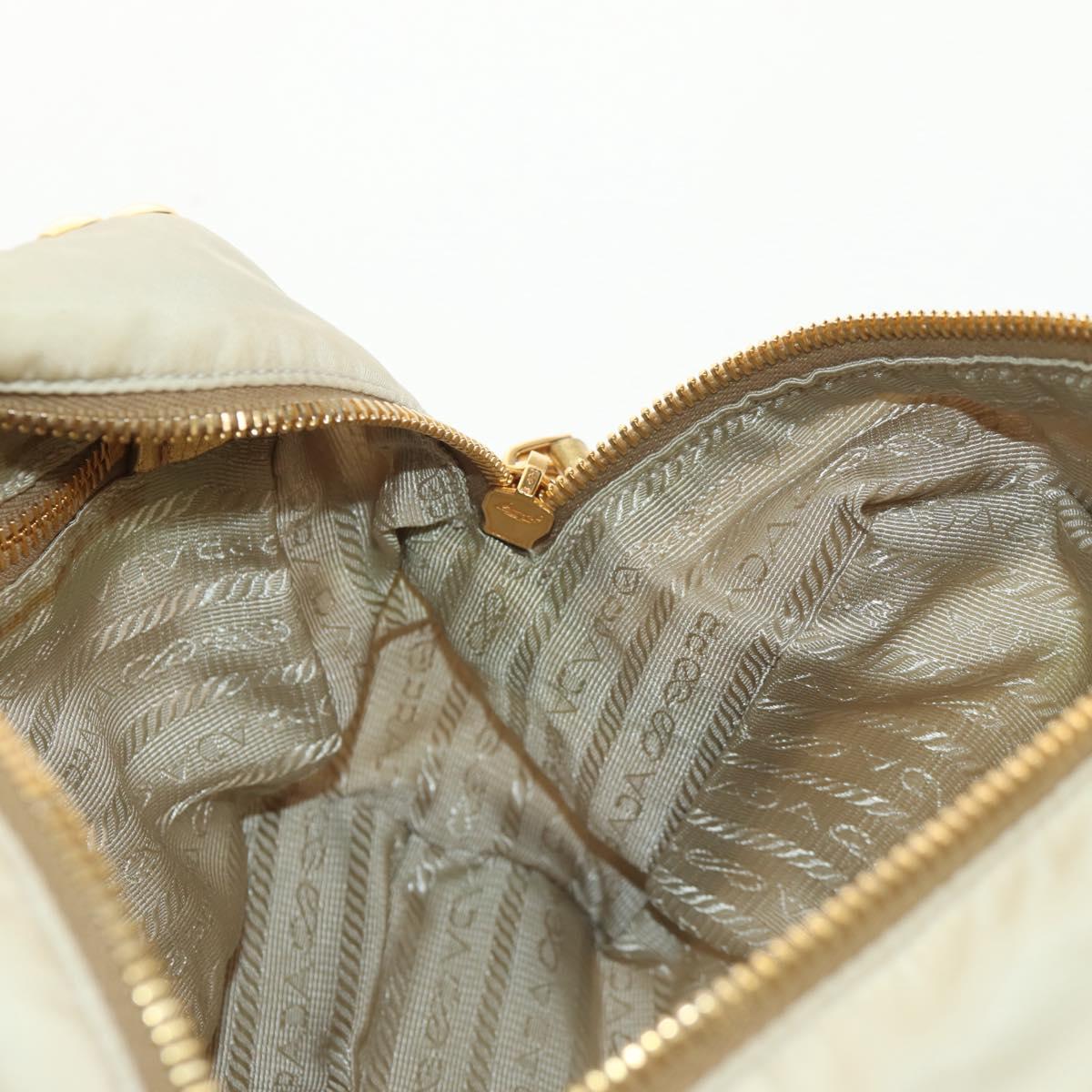 PRADA Hand Bag Nylon Leather Gold Auth 152398A