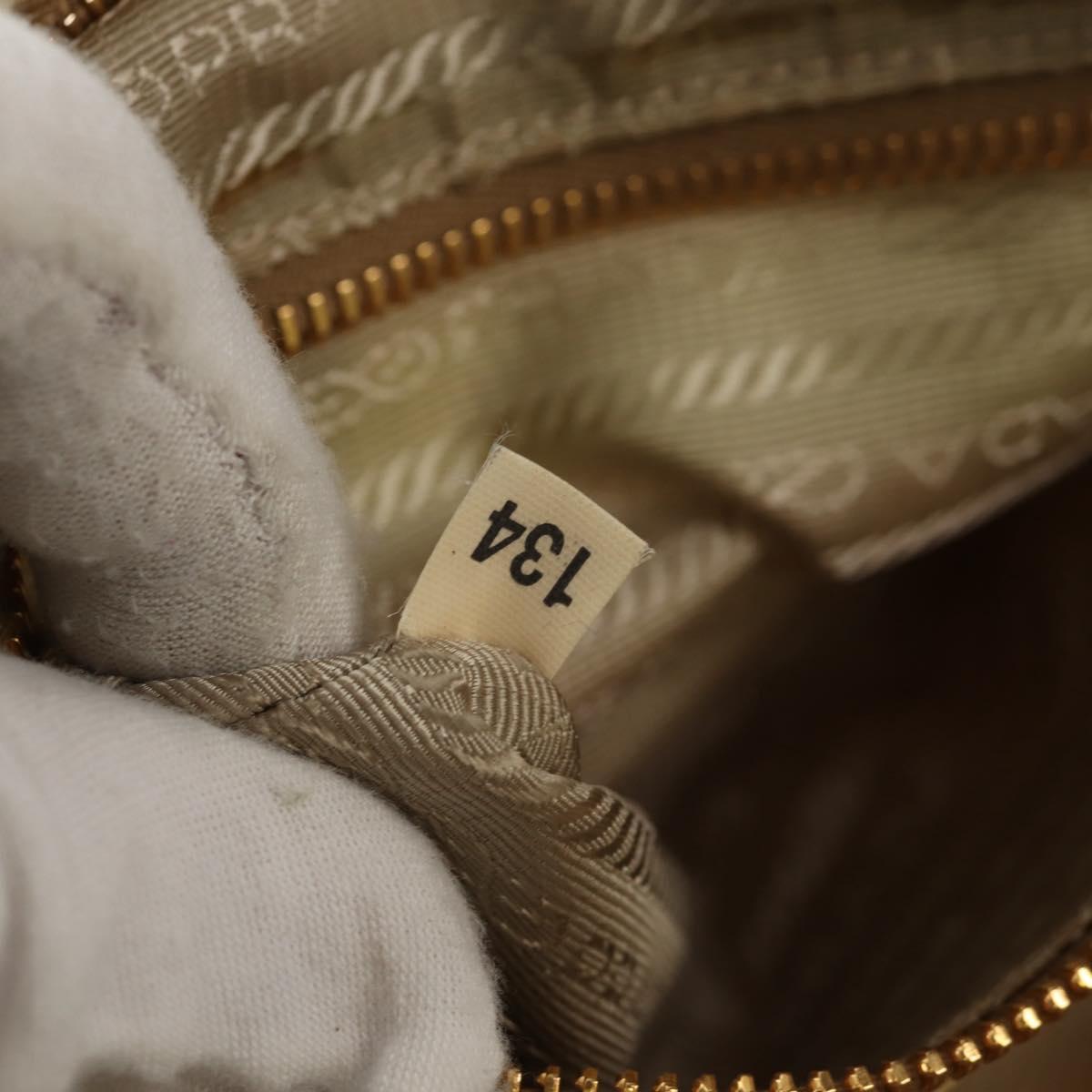 PRADA Hand Bag Nylon Leather Gold Auth 152398A
