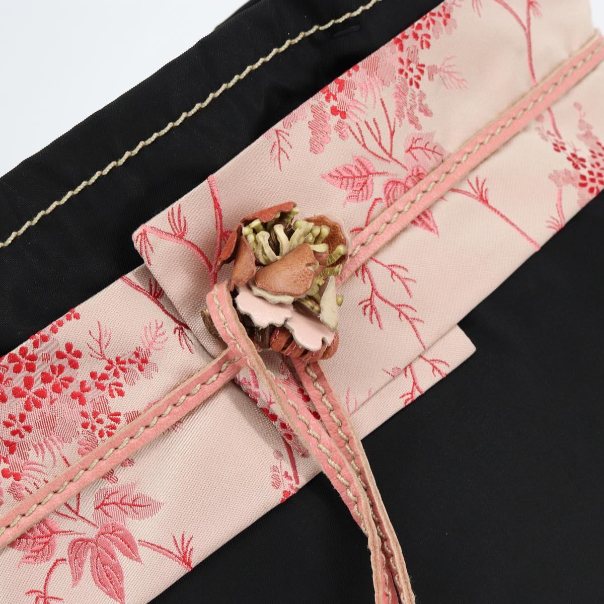 PRADA Hand Bag Nylon Black Silver Auth 152399