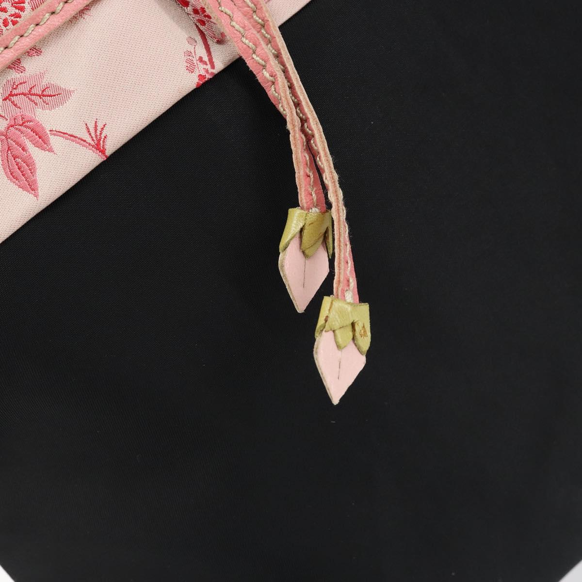 PRADA Hand Bag Nylon Black Silver Auth 152399