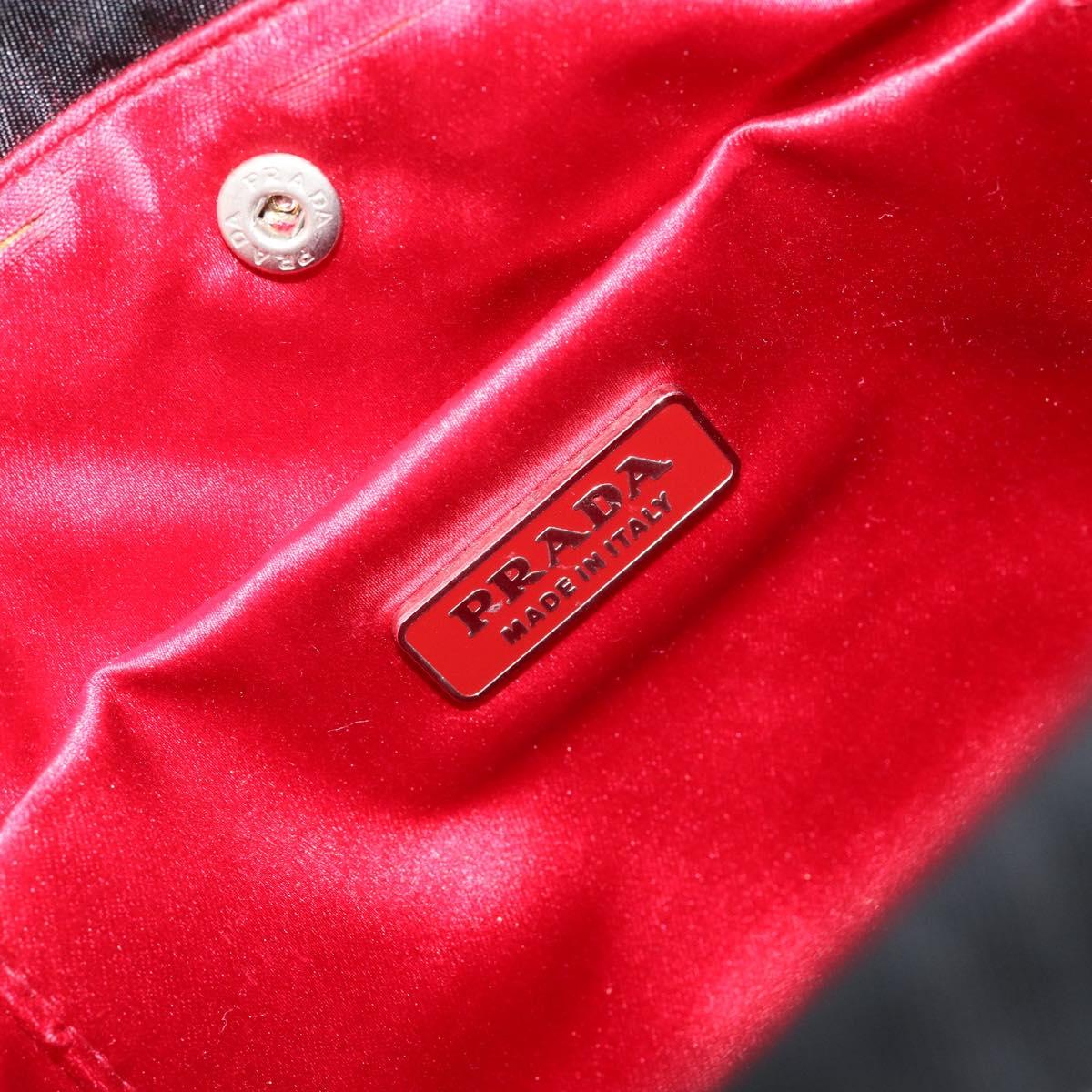 PRADA Hand Bag Nylon Black Silver Auth 152399