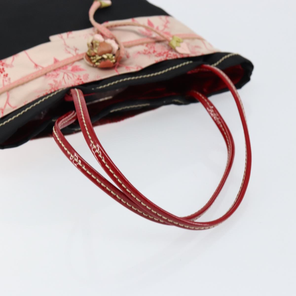 PRADA Hand Bag Nylon Black Silver Auth 152399