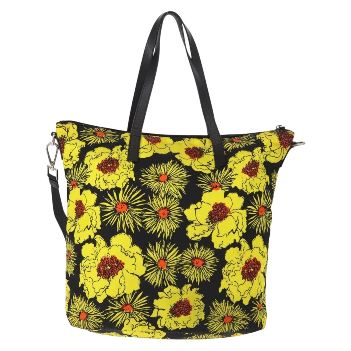 PRADA Tote Bag Nylon 2way Yellow Silver Auth 152402