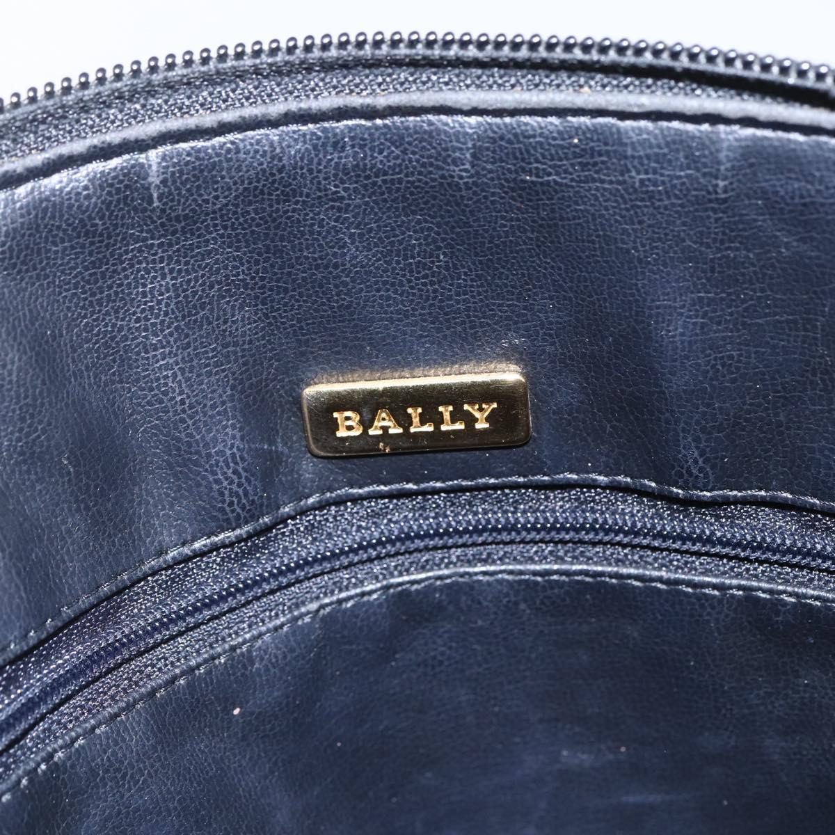 BALLY Chain Shoulder Bag Leather Black Gold Auth 152403