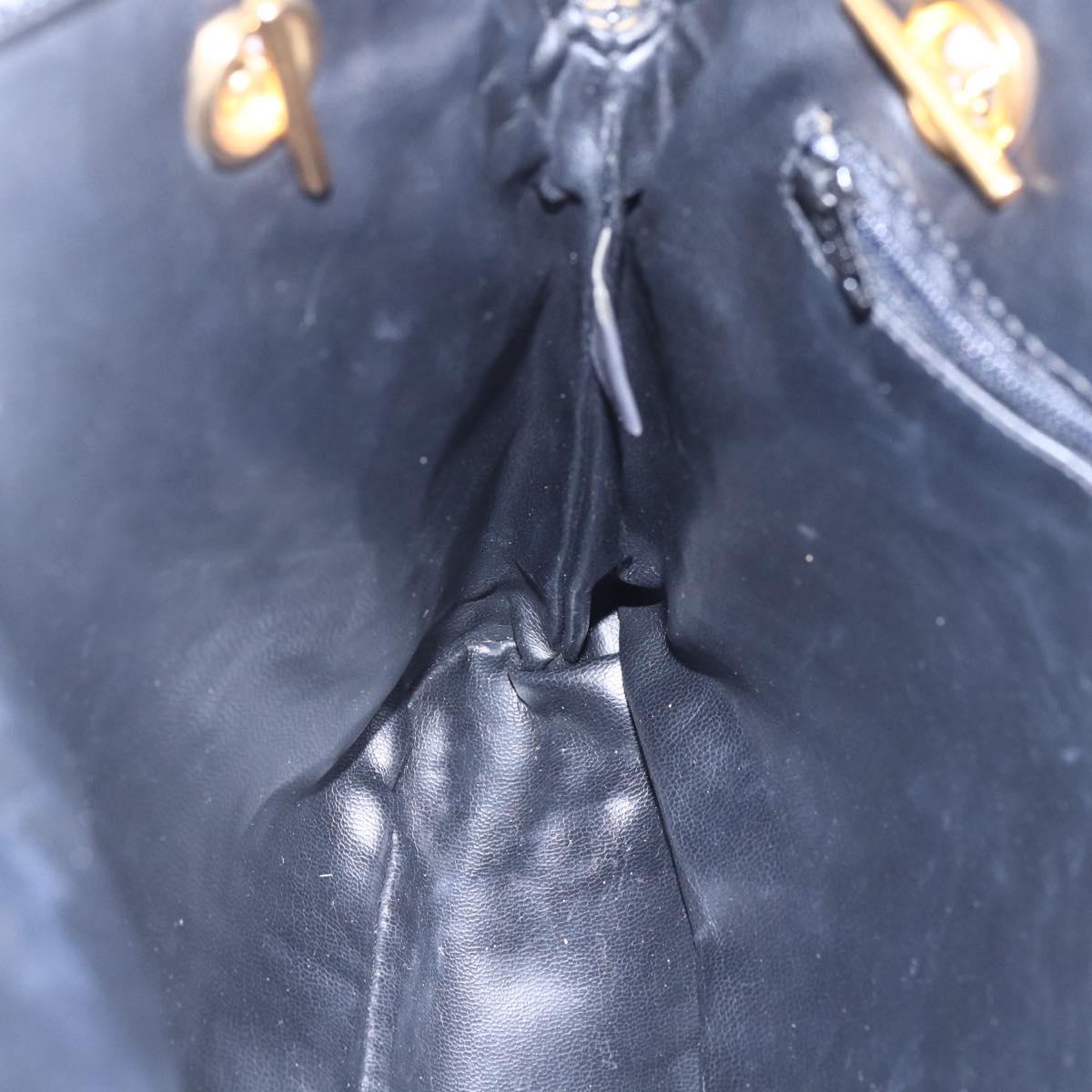 BALLY Chain Shoulder Bag Leather Black Gold Auth 152403