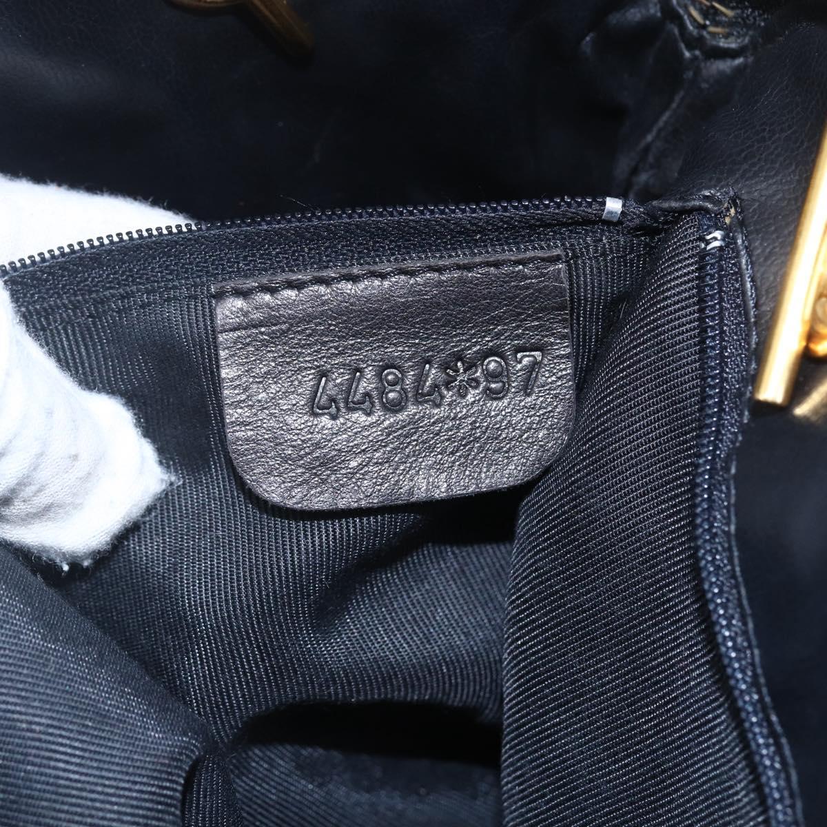 BALLY Chain Shoulder Bag Leather Black Gold Auth 152403