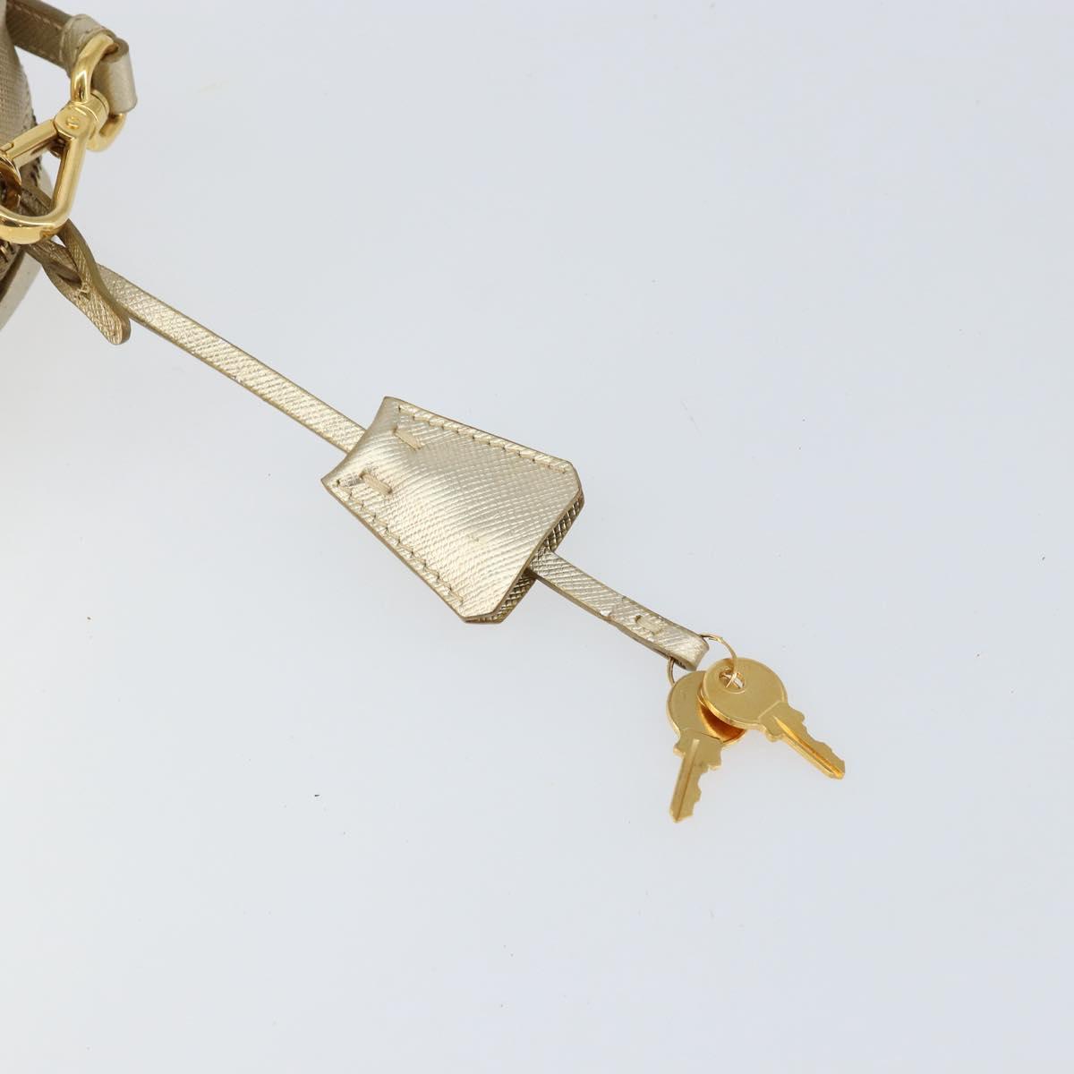 PRADA Shoulder Bag Safiano leather Gold Auth 152404