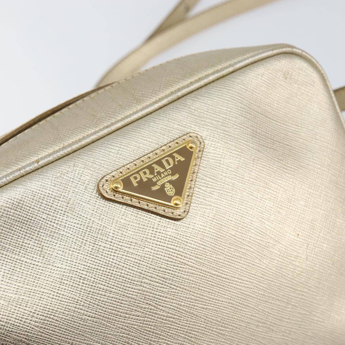 PRADA Shoulder Bag Safiano leather Gold Auth 152404