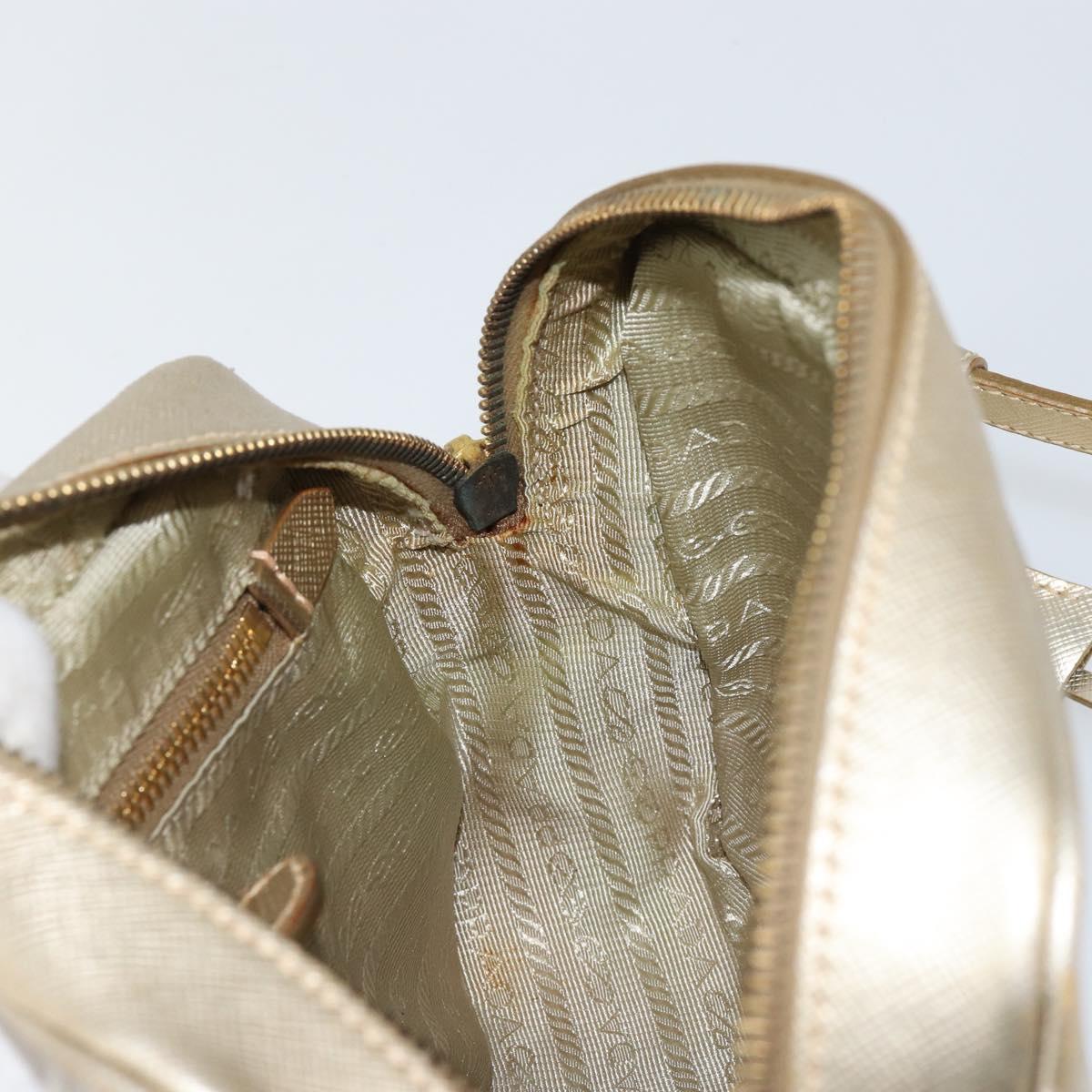 PRADA Shoulder Bag Safiano leather Gold Auth 152404