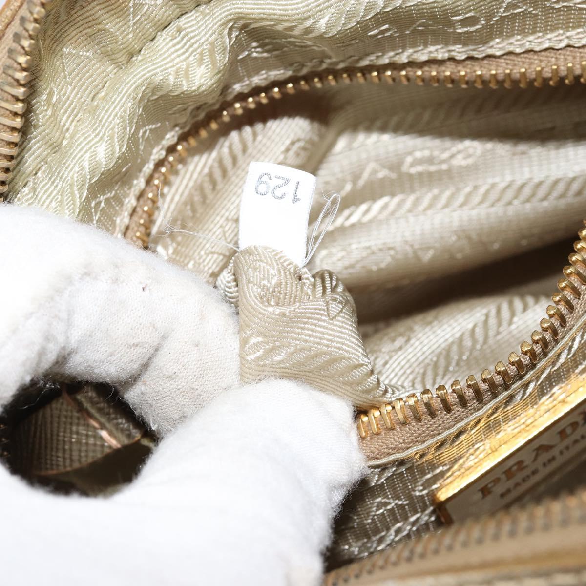 PRADA Shoulder Bag Safiano leather Gold Auth 152404