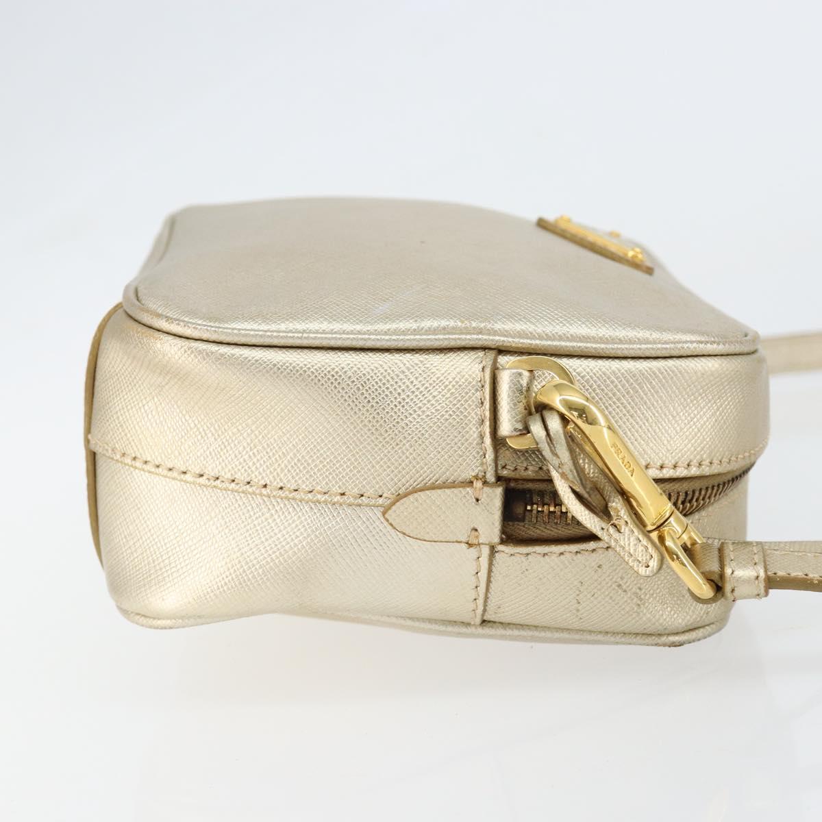 PRADA Shoulder Bag Safiano leather Gold Auth 152404