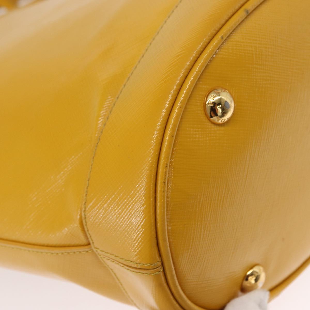 PRADA Hand Bag Safiano leather 2way Yellow Gold Auth 152405