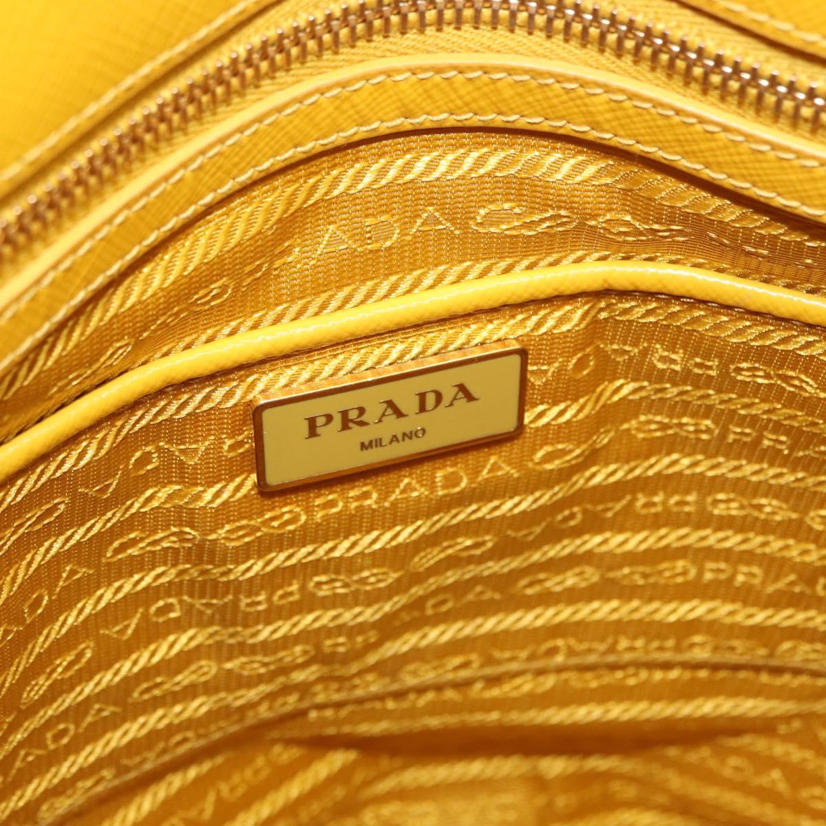 PRADA Hand Bag Safiano leather 2way Yellow Gold Auth 152405