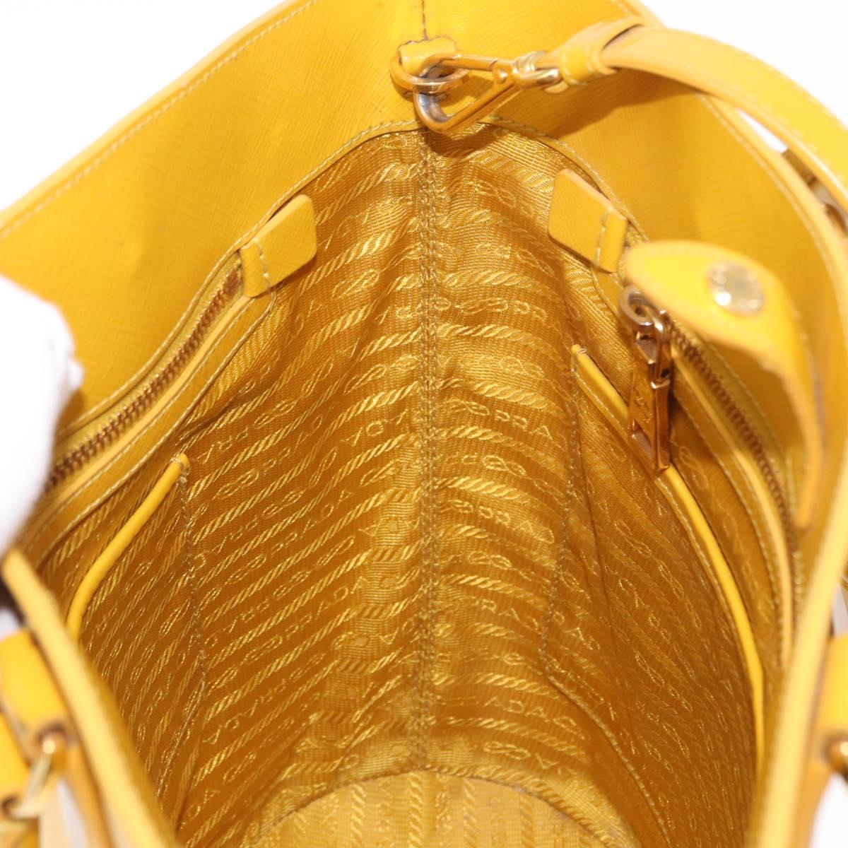 PRADA Hand Bag Safiano leather 2way Yellow Gold Auth 152405