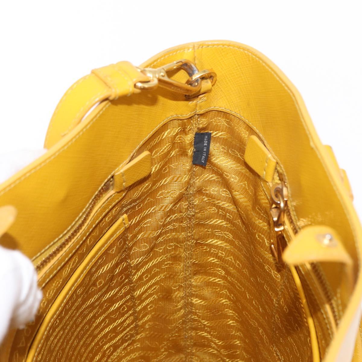 PRADA Hand Bag Safiano leather 2way Yellow Gold Auth 152405