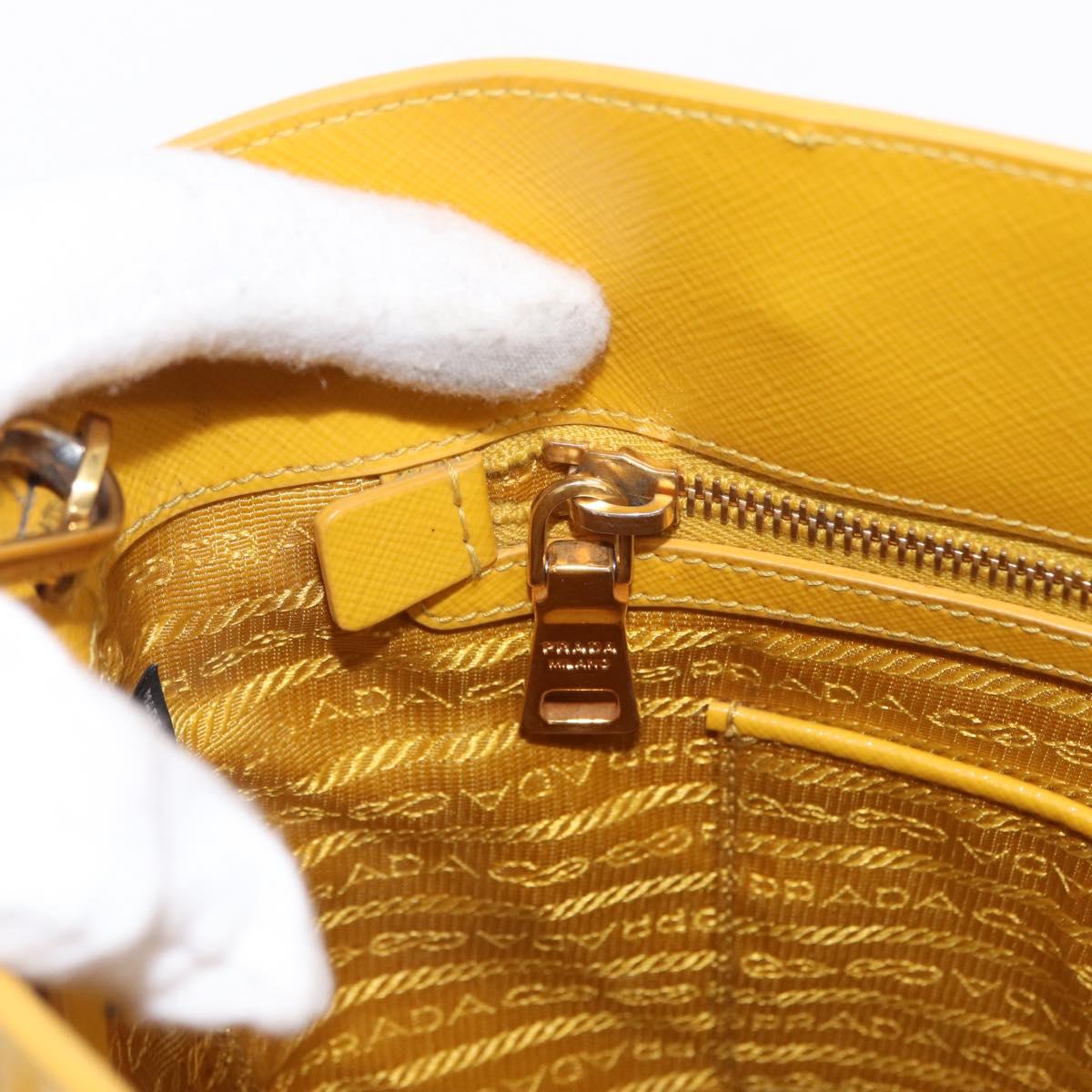 PRADA Hand Bag Safiano leather 2way Yellow Gold Auth 152405