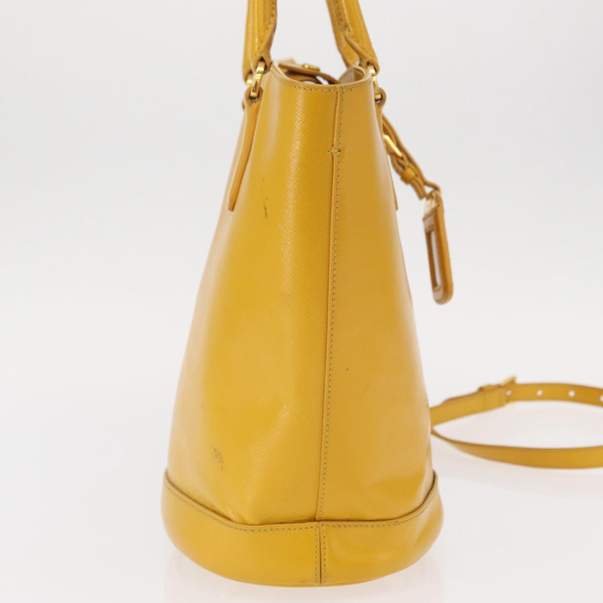 PRADA Hand Bag Safiano leather 2way Yellow Gold Auth 152405