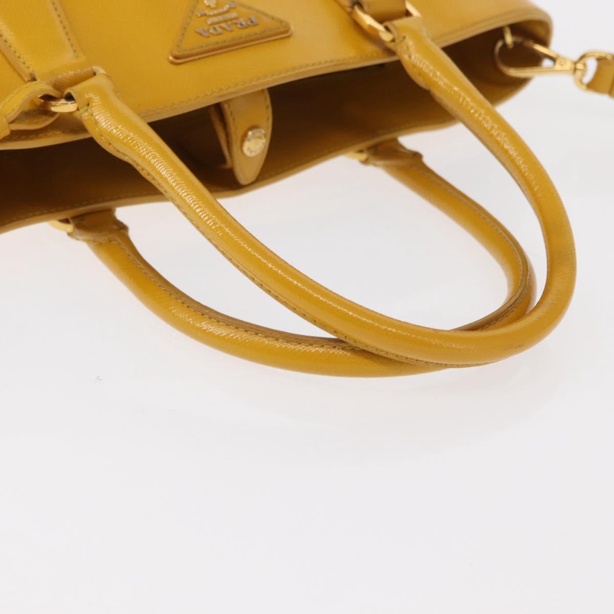 PRADA Hand Bag Safiano leather 2way Yellow Gold Auth 152405