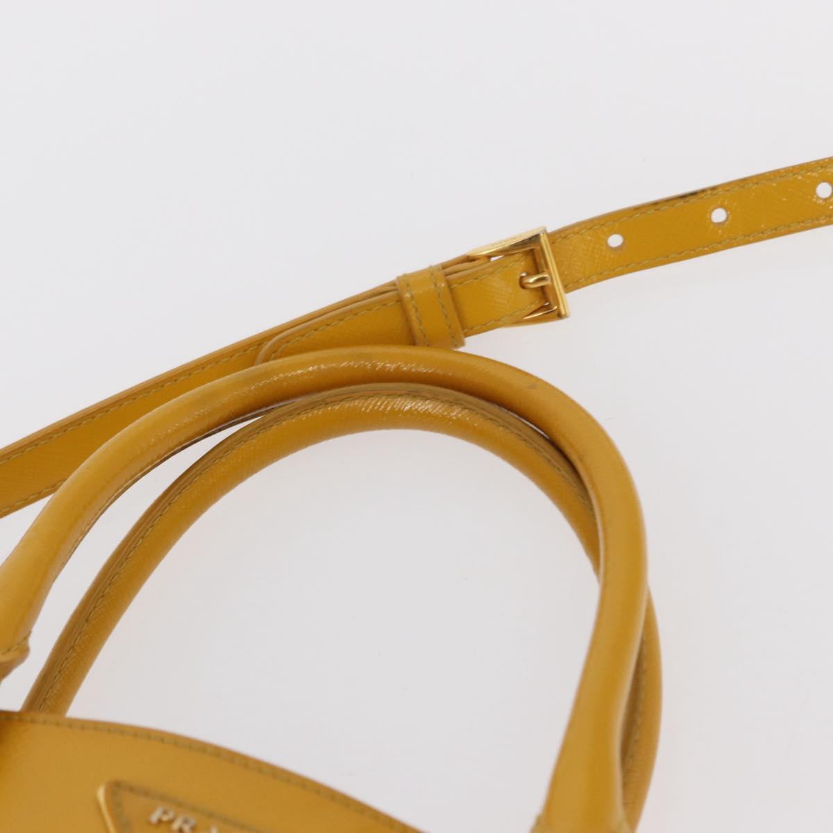 PRADA Hand Bag Safiano leather 2way Yellow Gold Auth 152405
